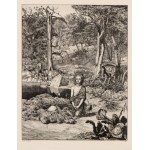MAX KLINGER (Lipsia 1857 - Großjena 1920), Simplicius am Grabe des Einsiedlers etching VIII, 1881