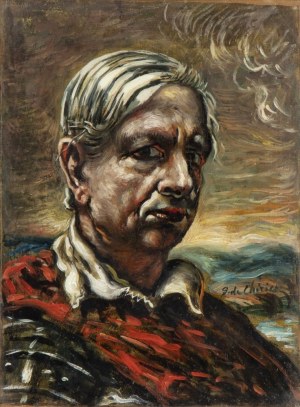 GIORGIO DE CHIRICO (Volo 1888 - Roma 1978), Self-portait with manto rosso, 1956