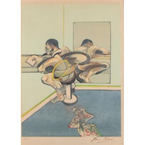 FRANCIS BACON (Dublino 1909 - Madrid 1992), Figure writing reflected in a mirror, 1977