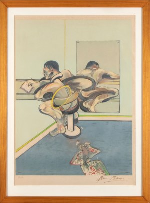 FRANCIS BACON (Dublino 1909 - Madrid 1992), Figure writing reflected in a mirror, 1977