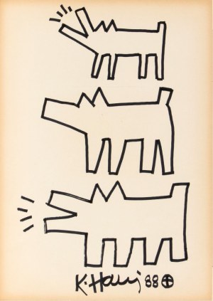 KEITH HARING (Pennsylvania 1958 - New York 1990), Barking dogs and dog, 1988