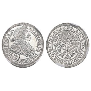 3 Krejcar 1697, Leopoldo I. /1657-1705/ Graz, MS 66