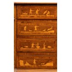 Walnut chest of drawers with figurative inlays - Piedmont, 18th century