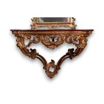 Miroir avec console en bois sculpté et doré - Venise, milieu du XIXe siècle