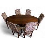 Oval table and six chairs in walnut - Lombardy, 18th century