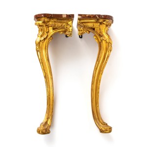 A pair of angular Italian applique consoles, Louis XV - Rome, 18th century