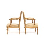 A pair of French gilt armchairs, Louis XVI style - 19th century