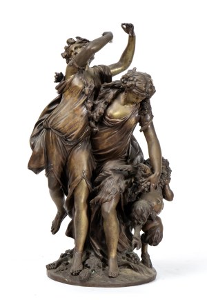 CLAUDE MICHEL, DETTO CLODION (Nancy, 1738 - Parigi, 1814) (after), Bronze sculpture depicting a bacchanal - 19th century