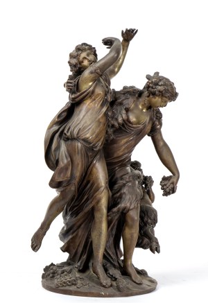 CLAUDE MICHEL, DETTO CLODION (Nancy, 1738 - Parigi, 1814) (after), Bronze sculpture depicting a bacchanal - 19th century