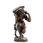 JEAN-BAPTISTE CARPEAUX (after) (1827 - 1875), Bronze sculpture depicting Flora crouching - 19th century