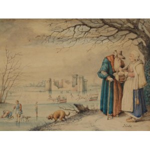 JACOB CATS (1741-1799), Scena rodzajowa - Zimowe zabawy, 1782