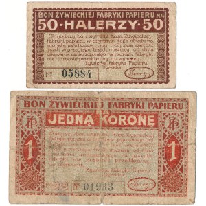 Zywiec, Paper Factory - 50 Halers and 1 Crown ND/1919