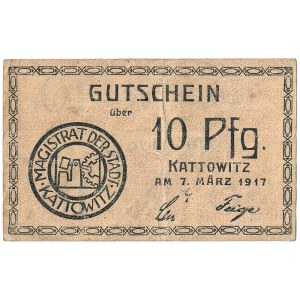 Katowice - Kattowitz - 10 Pfennig 7.03.1917