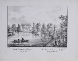 Karol AUER (1818 - po 1858), Widok zamku w Medyce ze strony ogrodu
