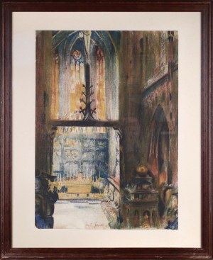 Teodor GROTT (1884 - 1972), Wnętrze Kościoła Mariackiego w Krakowie, 1911