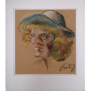 Artysta NIEOKREŚLONY, POLSKI, XX w., Portret kobiety w kapeluszu, 1931