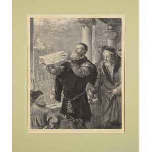 Ignacy ŁOPIEŃSKI (1865-1941), Wyrok na Matejkę - engraving from around 1900.