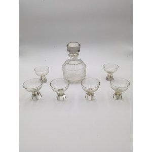 MOSER, Carafe with cork and 6 glasses