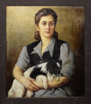 Stanisław ZAWADZKI (1878-1960), Portret kobiety z pieskiem