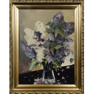 Neurčený malíř, 20. století, Šeříky ve váze, 1963