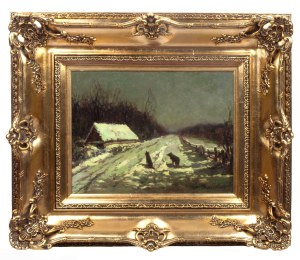 Viktor Korecki (1890 - 1980), Winterlandschaft mit Wölfen