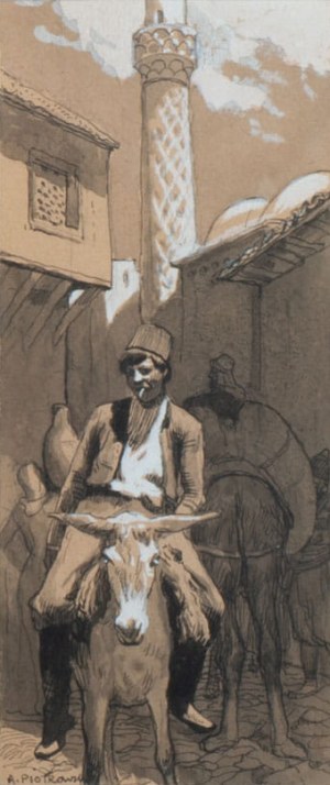 Antoni Piotrowski (1853 - 1924), Chłopak na ośle, ok. 1885 r.