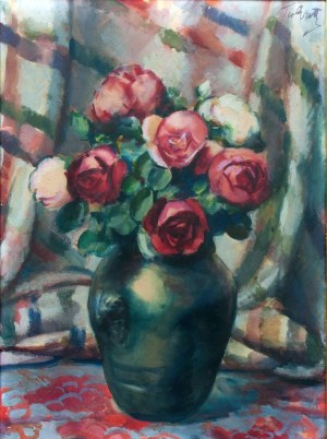 Teodor Grott (1884 - 1972), Martwa natura z bukietem róż