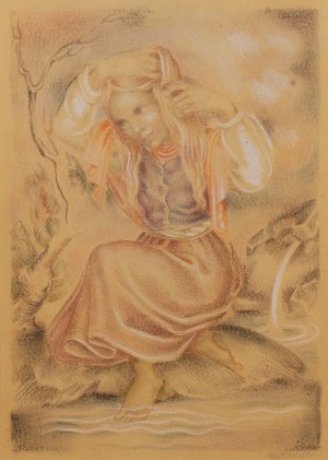 Maria Kuleszyna Kulesza (1892-1971), Czesząca się nad brzegiem rzeki