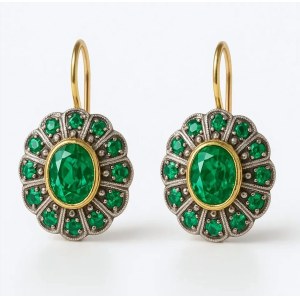 Boucles d'oreilles avec émeraudes