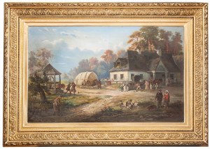 Franciszek Kostrzewski (1826 Warszawa - 1911 tamże), Przed karczmą, 1882