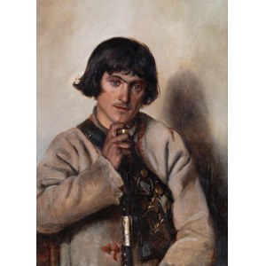 Michał Pociecha (1852 Prokocim - 1908 Kraków), Young man from Bronowice with flute, 1887