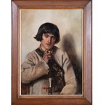 Michał Pociecha (1852 Prokocim - 1908 Kraków), Young man from Bronowice with flute, 1887