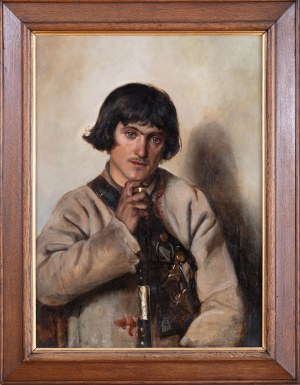 Michał Pociecha (1852 Prokocim - 1908 Kraków), Młodzieniec z Bronowic z fletem, 1887