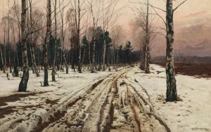 Michał Gorstkin-Wywiórski (1861 Warszawa - 1926 Berlin), Zimowy pejzaż, 1918