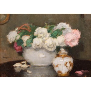 Alfons Karpinski (1875 Rozwadów - 1961 Kraków), White and Pink Roses, 1939