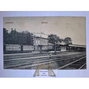 Września, Wreschen, railway station from platforms 1916