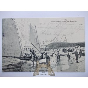Międzyzdroje, Misdroy, plaża, łodzie, 1906