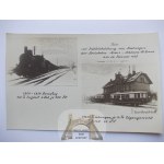 Człopa, Schloppe, station, steamer and motor train. Jubilee of the Cross - Człopa line, Walcz, 1935