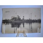 Gdynia, warship in the harbor, published by Morawski ca. 1928