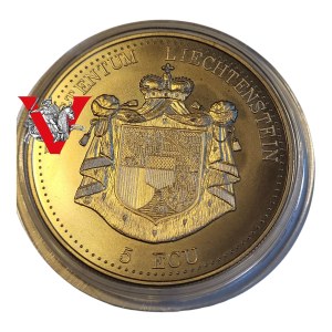 Lichtenstein 5 Ecu 1993, Gutenberg Castle, Large Coin in Perfect Condition