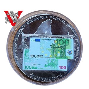 Nowa Waluta Europy, 100 euro Tampodruk, Piękny Medal, Stempel Lustrzany