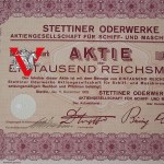 Szczecin Settin Shipyard Oderwerka 1000 marks 1932- beautiful condition, bond action