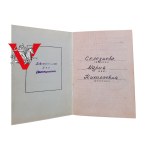 Russia USSR, Medal "For Distinction in Work " - ID card