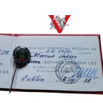 LZS Silver Badge with Legitimation Lublin 1977.