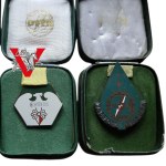 PTTK, three beautiful enamel badges in original boxes .
