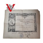 Diploma of awarding the decoration on the occasion of the 100th anniversary of the birth of Kaiser Wilhelm I - November 30, 1898.