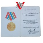 Legitimation for the awarding of the Cuban Revolutionary Armed Forces 30th Anniversary Medal - to Pole Stanislaw Baranski (1986)