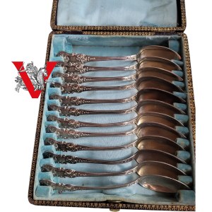 France 12 srerbriated teaspoons 19th century, over 250 grams of silver, QUARTER KILO OF SILVER