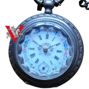 19th century pocket watch with devise and key, enameled [BEAUTIFUL].