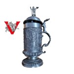 Large Tin Beer Mug , Decorated, Signed Sumelka Poznań